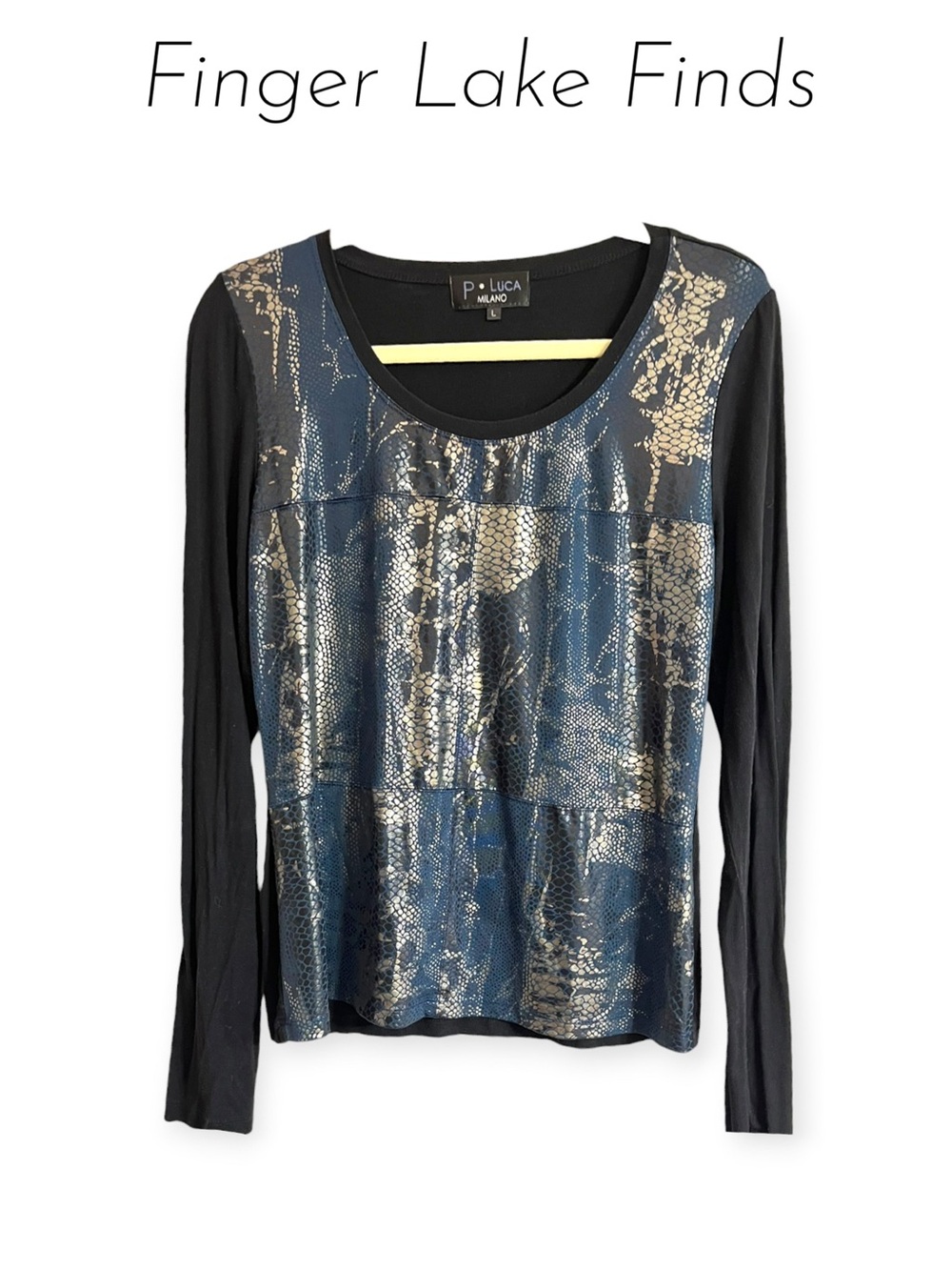 Women's Metallic Snake-Print Long Sleeve Top
